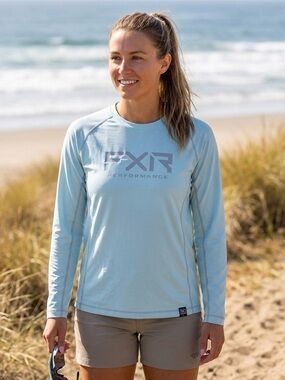 FXR Performance Sunshield UPF 50 Lightweight Long Sleeve Shirt Blue M